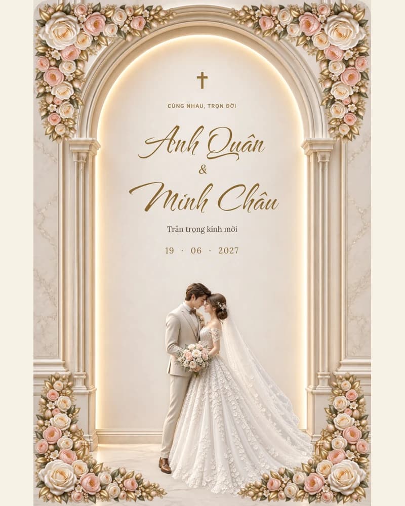 Xem trước mẫu thiệp Duyên Ước Ánh Kim
