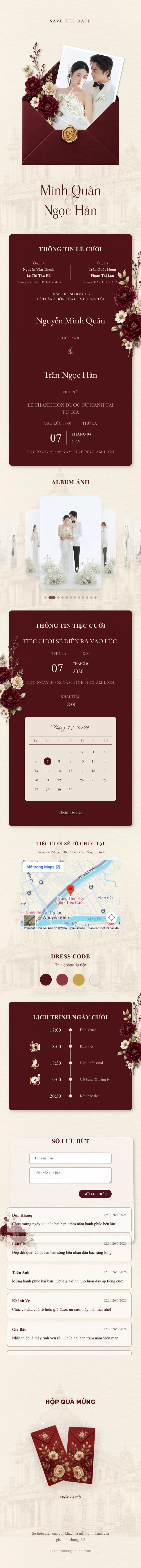 Bản xem trước thiệp cưới Minimalism Đỏ Đậm
