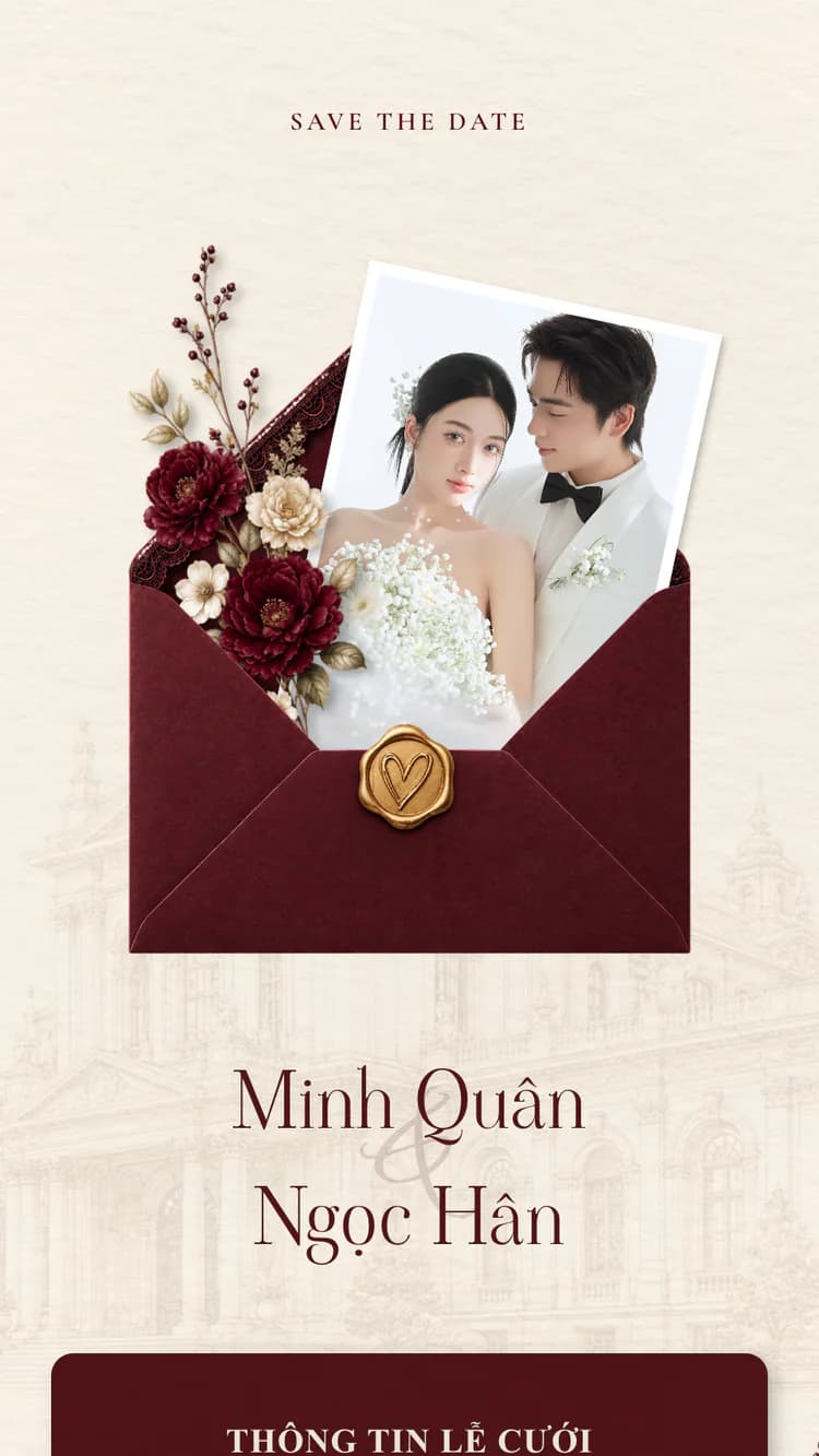 Thiệp cưới online mẫu Minimalism Đỏ Đậm